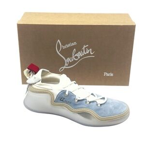 Christian Louboutin White and gray Sneakers with Red Accent